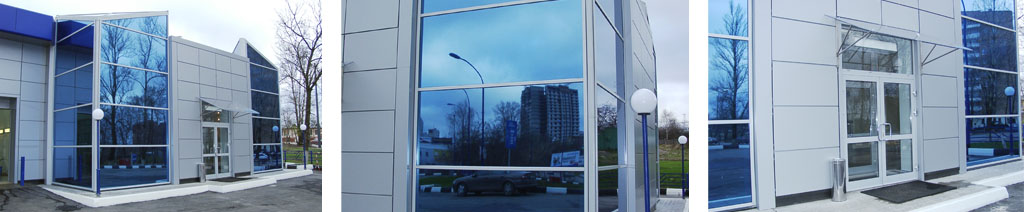 Остекление фасадов магазинов большими стеклопакетами Чехов